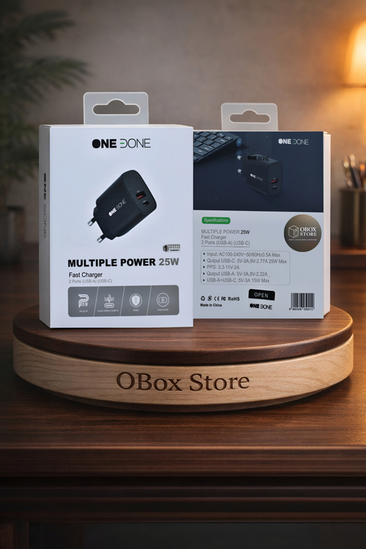 One Done 25W Fast Charger USB-C + USB-A Dual Port