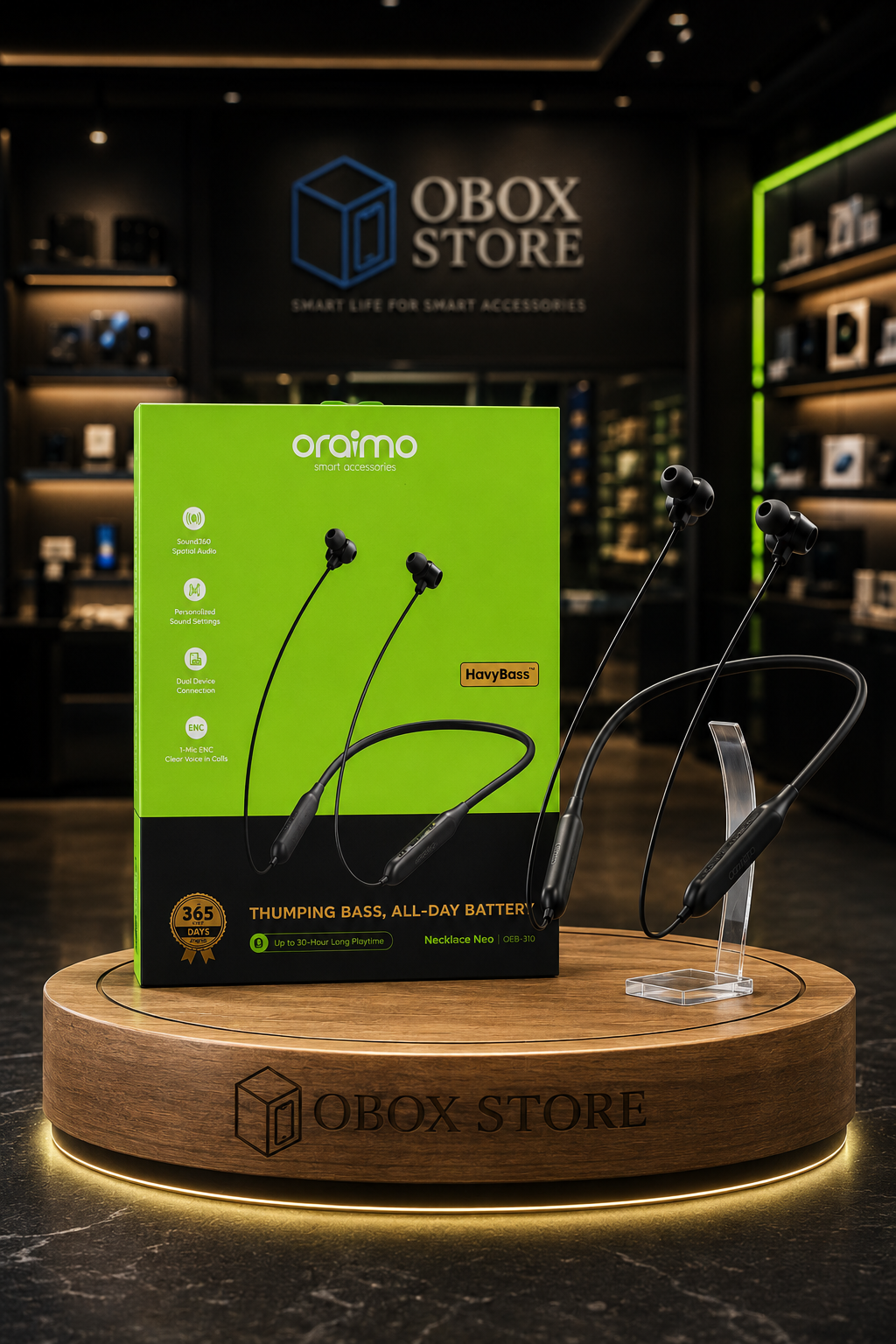 oraimo Necklace Neo – سماعة رقبة لاسلكية بصوت غامر وبطارية طويلة الأمد